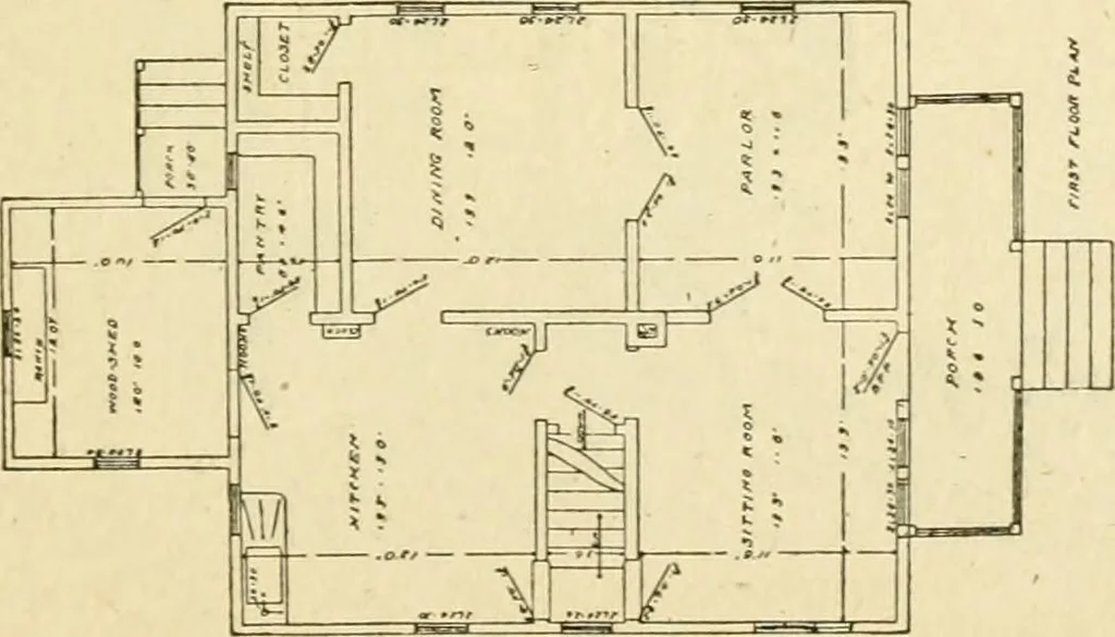 An illustration from Builders' architectural drawing self-taught : containing descriptions of drawing instruments and accessories, with rules for using them, and hints as to their care and management ..., 1917, leaf 348