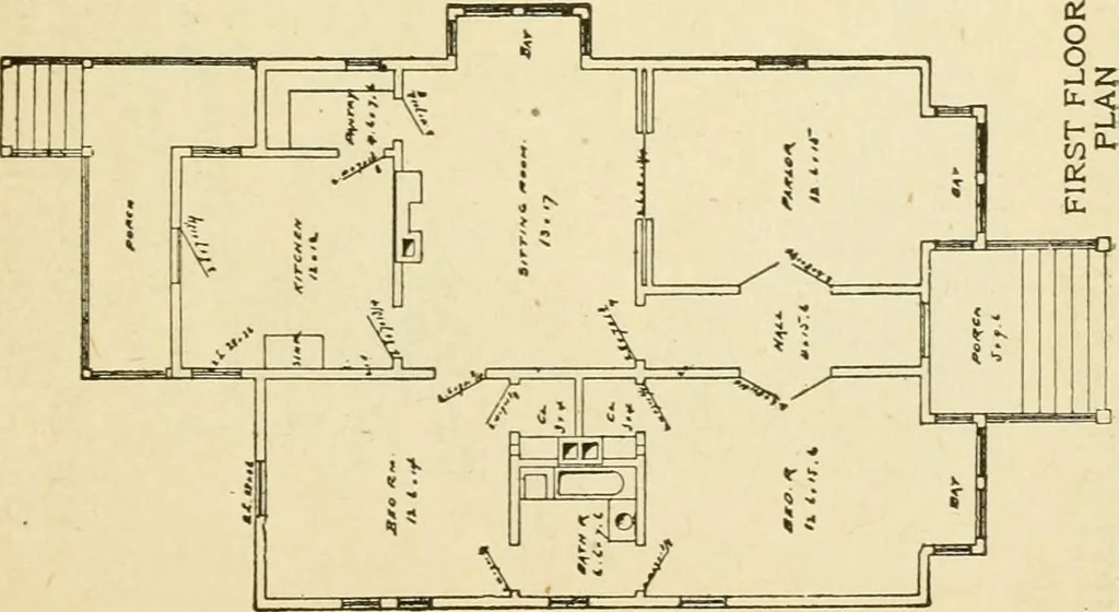 An illustration from Builders' architectural drawing self-taught : containing descriptions of drawing instruments and accessories, with rules for using them, and hints as to their care and management ..., 1917, leaf 350
