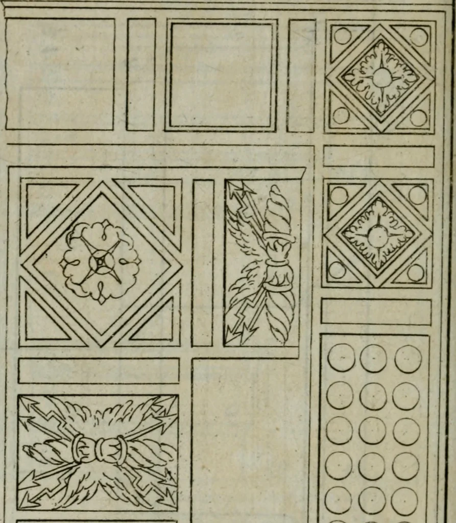 An illustration from The builder's director, or bench-mate : being a pocket-treasury of the Grecian, Roman and Gothic orders of architecture ... : wherein the orders of Andrea Palladio are truly laid down, free from erroneous measures ..., 1751, leaf 111