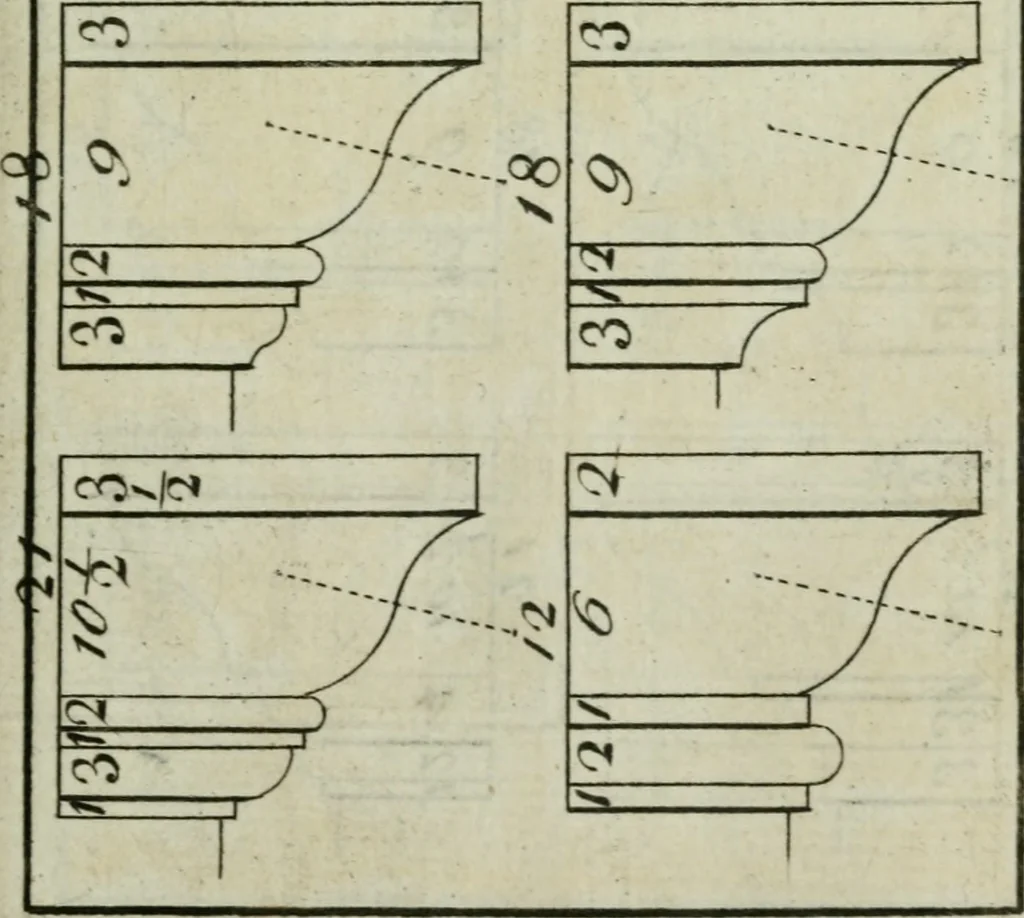 An illustration from The builder's director, or bench-mate : being a pocket-treasury of the Grecian, Roman and Gothic orders of architecture ... : wherein the orders of Andrea Palladio are truly laid down, free from erroneous measures ..., 1751, leaf 144