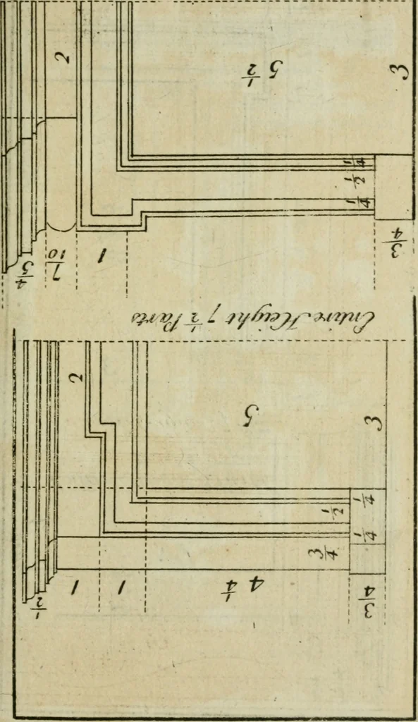 An illustration from The builder's director, or bench-mate : being a pocket-treasury of the Grecian, Roman and Gothic orders of architecture ... : wherein the orders of Andrea Palladio are truly laid down, free from erroneous measures ..., 1751, leaf 166