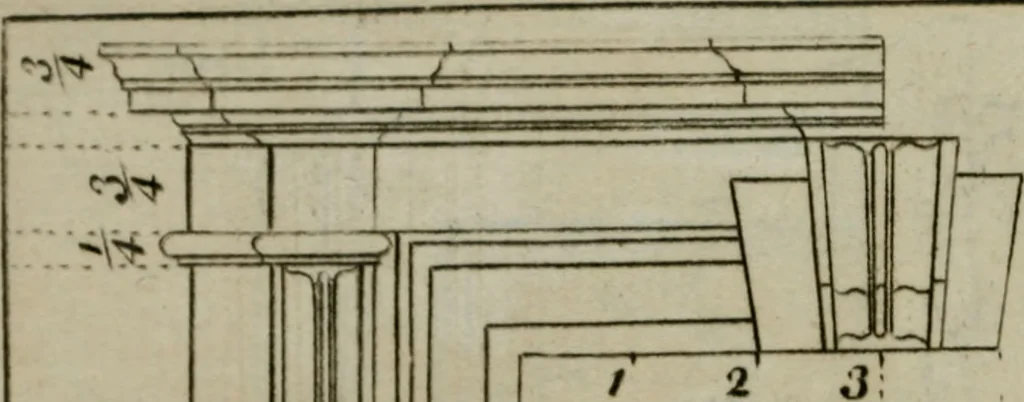 An illustration from The builder's director, or bench-mate : being a pocket-treasury of the Grecian, Roman and Gothic orders of architecture ... : wherein the orders of Andrea Palladio are truly laid down, free from erroneous measures ..., 1751, leaf 173