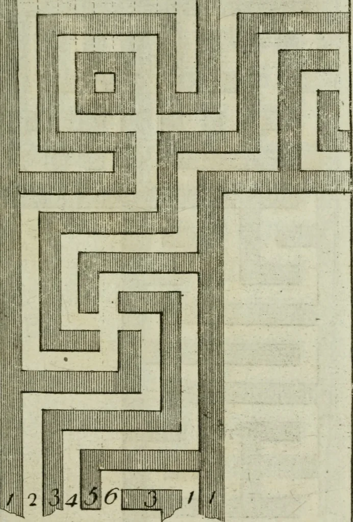 An illustration from The builder's director, or bench-mate : being a pocket-treasury of the Grecian, Roman and Gothic orders of architecture ... : wherein the orders of Andrea Palladio are truly laid down, free from erroneous measures ..., 1751, leaf 180