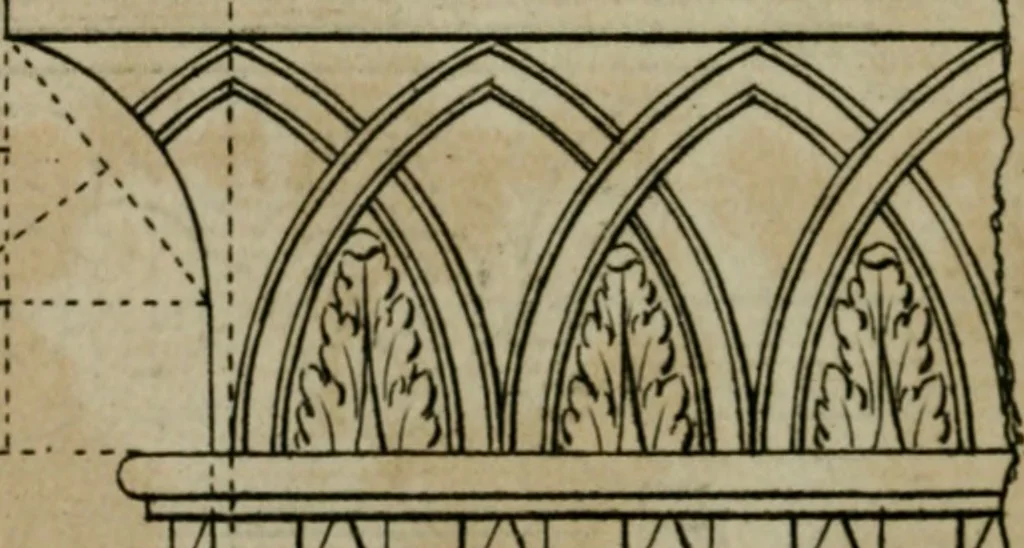An illustration from The builder's director, or bench-mate : being a pocket-treasury of the Grecian, Roman and Gothic orders of architecture ... : wherein the orders of Andrea Palladio are truly laid down, free from erroneous measures ..., 1751, leaf 203