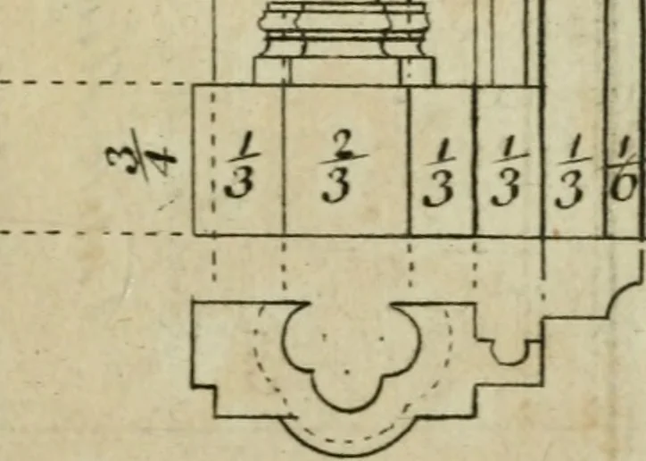 An illustration from The builder's director, or bench-mate : being a pocket-treasury of the Grecian, Roman and Gothic orders of architecture ... : wherein the orders of Andrea Palladio are truly laid down, free from erroneous measures ..., 1751, leaf 210