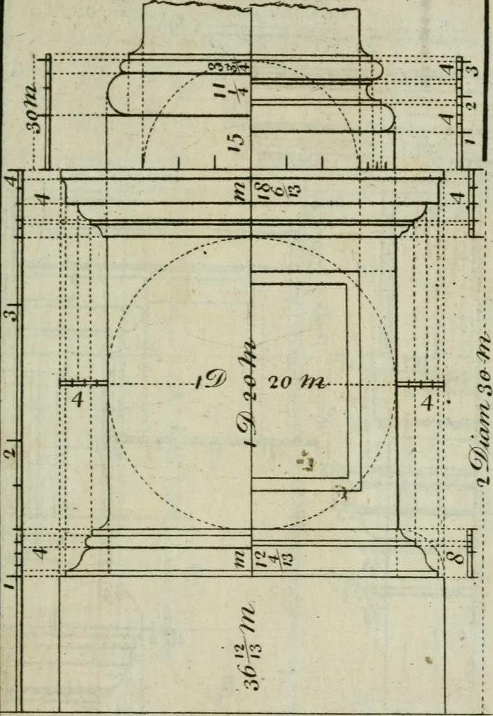 An illustration from The builder's director, or bench-mate : being a pocket-treasury of the Grecian, Roman and Gothic orders of architecture ... : wherein the orders of Andrea Palladio are truly laid down, free from erroneous measures ..., 1751, leaf 46