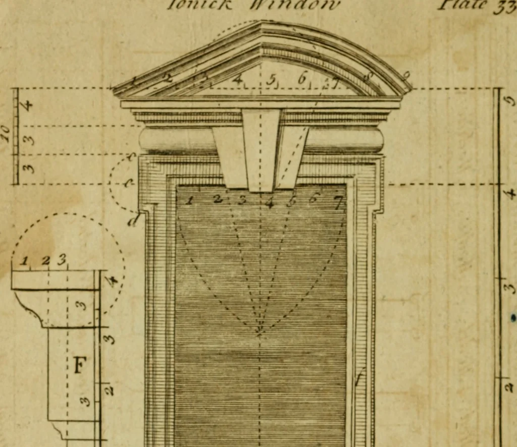 An illustration from The builder's jewel, or, The youth's instructor and workman's remembrancer : explaining short and easy rules, made familiar to the meanest capacity, for drawing and working, 1768, leaf 93