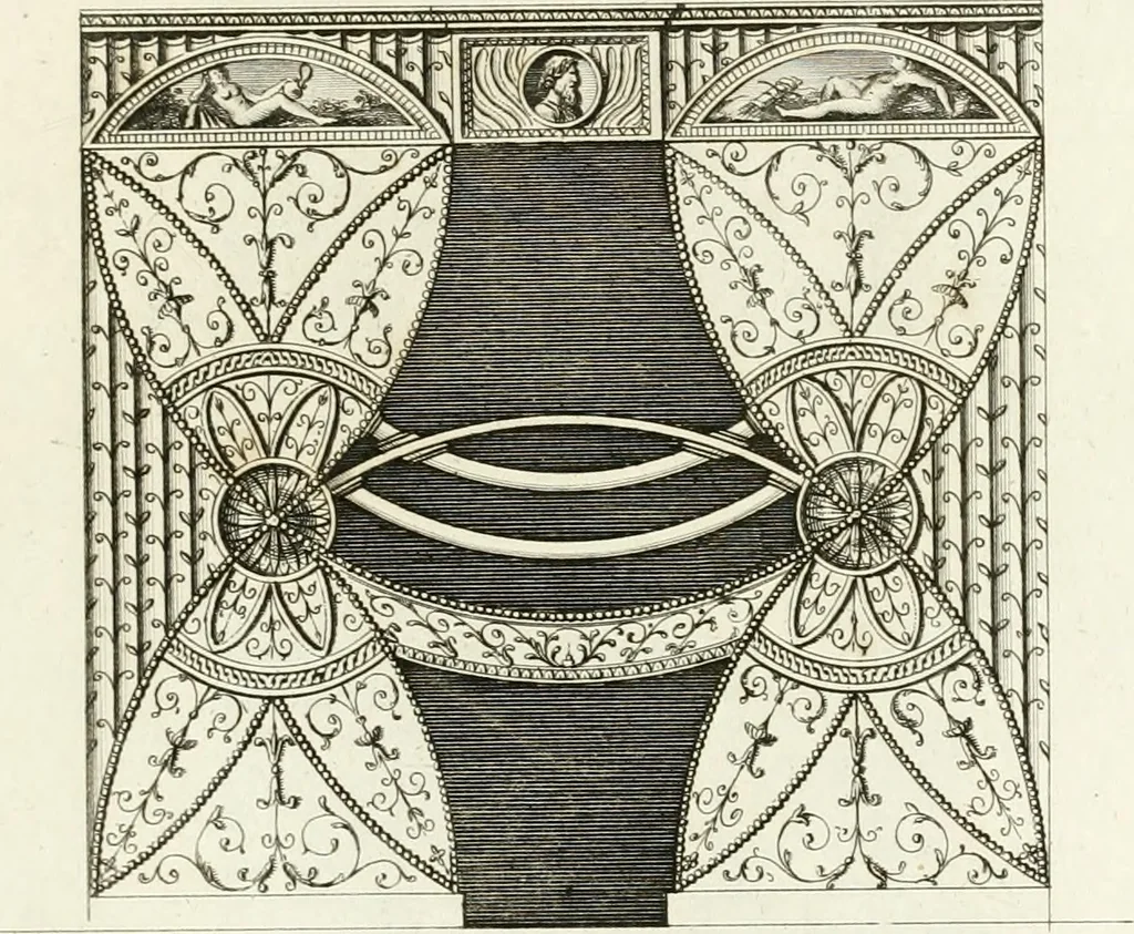 An illustration from The builder's magazine, or, A universal dictionary for architects, carpenters, masons, bricklayers, &c. as well as for every gentleman who would wish to be a competent judge of the elegant and necessary art of building : consisting of designs in architecture ... : together with the plans and sections serving as an unerring assistant in the construction of any building, from a palace to a cottage ..., 1800, leaf 110