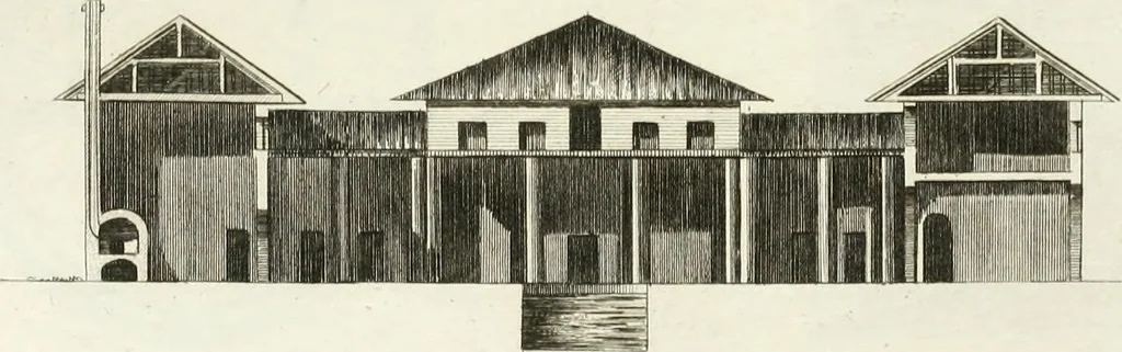 An illustration from The builder's magazine, or, A universal dictionary for architects, carpenters, masons, bricklayers, &c. as well as for every gentleman who would wish to be a competent judge of the elegant and necessary art of building : consisting of designs in architecture ... : together with the plans and sections serving as an unerring assistant in the construction of any building, from a palace to a cottage ..., 1800, leaf 116