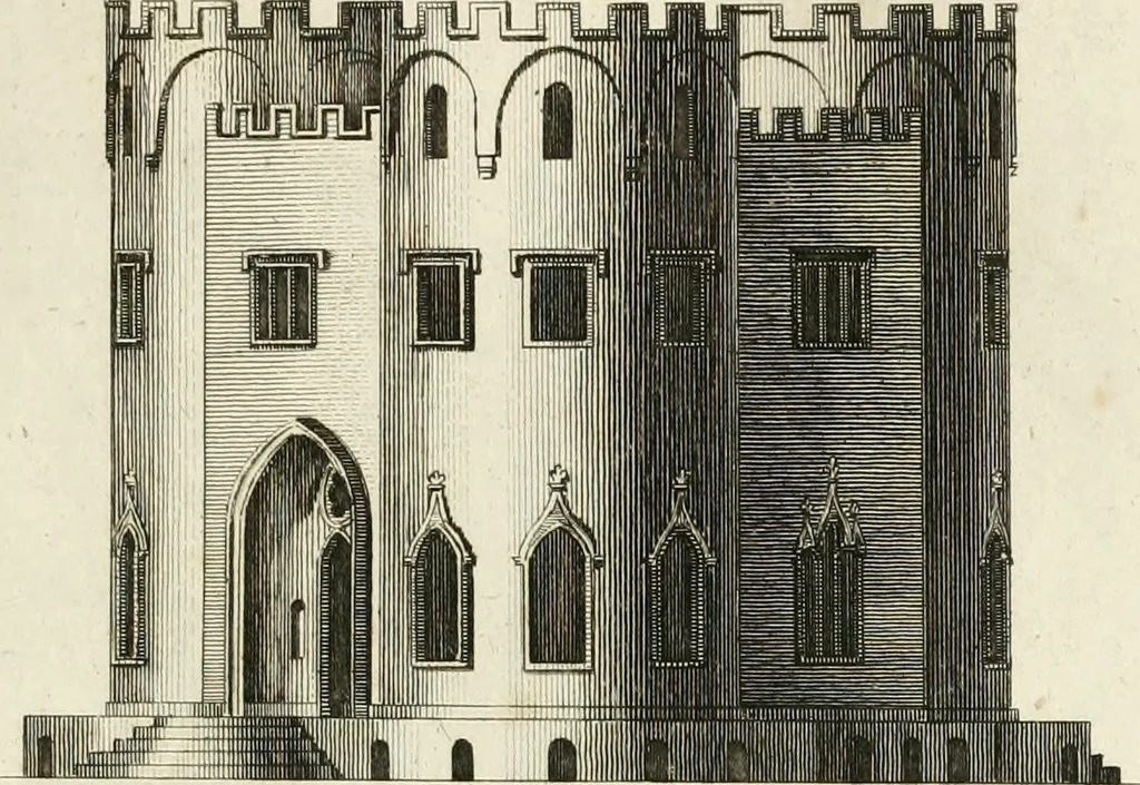 An illustration from The builder's magazine, or, A universal dictionary for architects, carpenters, masons, bricklayers, &c. as well as for every gentleman who would wish to be a competent judge of the elegant and necessary art of building : consisting of designs in architecture ... : together with the plans and sections serving as an unerring assistant in the construction of any building, from a palace to a cottage ..., 1800, leaf 132
