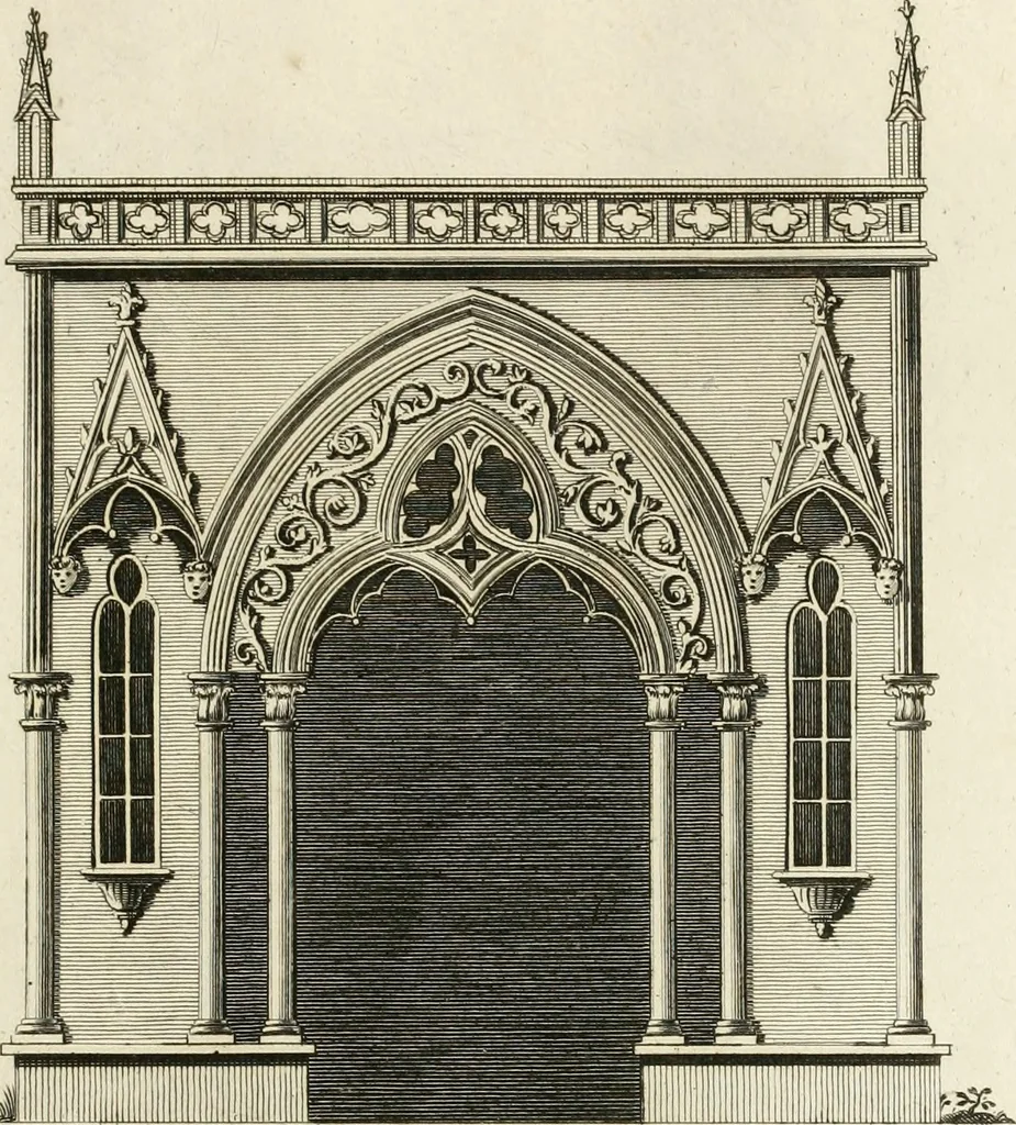 An illustration from The builder's magazine, or, A universal dictionary for architects, carpenters, masons, bricklayers, &c. as well as for every gentleman who would wish to be a competent judge of the elegant and necessary art of building : consisting of designs in architecture ... : together with the plans and sections serving as an unerring assistant in the construction of any building, from a palace to a cottage ..., 1800, leaf 134