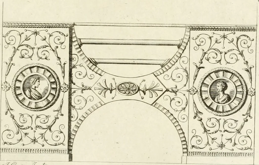 An illustration from The builder's magazine, or, A universal dictionary for architects, carpenters, masons, bricklayers, &c. as well as for every gentleman who would wish to be a competent judge of the elegant and necessary art of building : consisting of designs in architecture ... : together with the plans and sections serving as an unerring assistant in the construction of any building, from a palace to a cottage ..., 1800, leaf 152