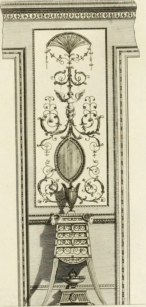 An illustration from The builder's magazine, or, A universal dictionary for architects, carpenters, masons, bricklayers, &c. as well as for every gentleman who would wish to be a competent judge of the elegant and necessary art of building : consisting of designs in architecture ... : together with the plans and sections serving as an unerring assistant in the construction of any building, from a palace to a cottage ..., 1800, leaf 156