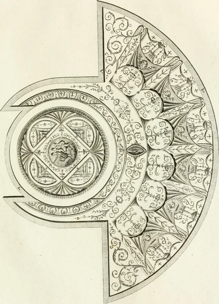 An illustration from The builder's magazine, or, A universal dictionary for architects, carpenters, masons, bricklayers, &c. as well as for every gentleman who would wish to be a competent judge of the elegant and necessary art of building : consisting of designs in architecture ... : together with the plans and sections serving as an unerring assistant in the construction of any building, from a palace to a cottage ..., 1800, leaf 186