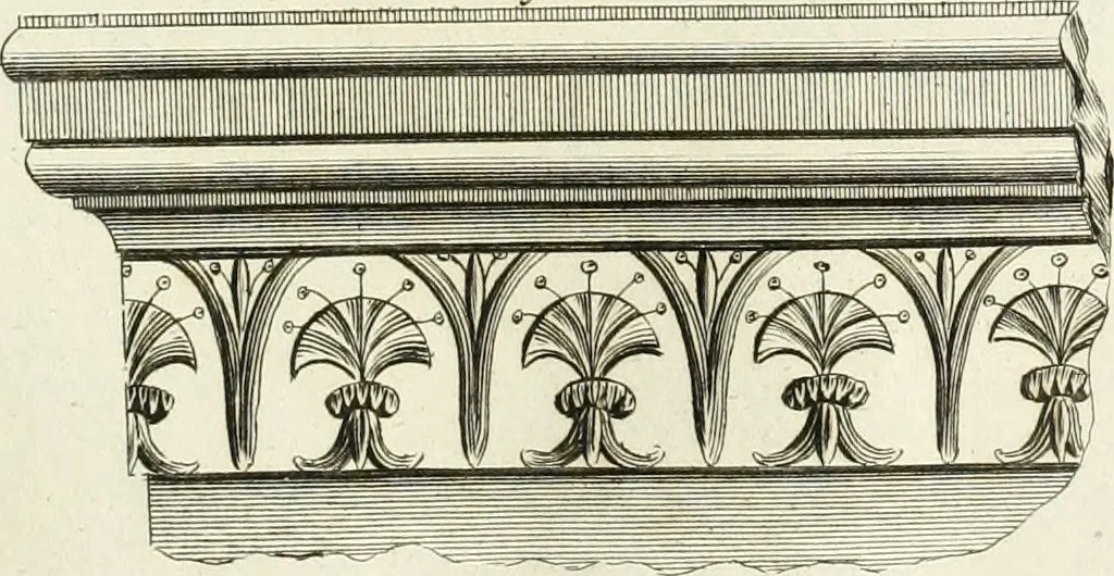 An illustration from The builder's magazine, or, A universal dictionary for architects, carpenters, masons, bricklayers, &c. as well as for every gentleman who would wish to be a competent judge of the elegant and necessary art of building : consisting of designs in architecture ... : together with the plans and sections serving as an unerring assistant in the construction of any building, from a palace to a cottage ..., 1800, leaf 204