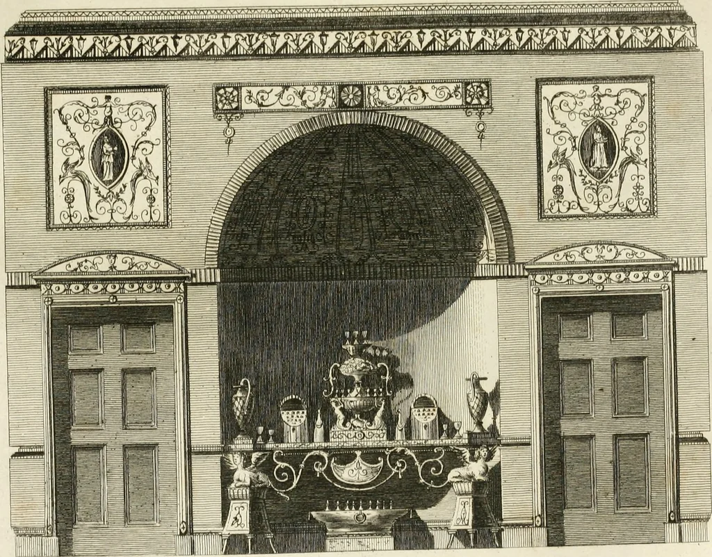 An illustration from The builder's magazine, or, A universal dictionary for architects, carpenters, masons, bricklayers, &c. as well as for every gentleman who would wish to be a competent judge of the elegant and necessary art of building : consisting of designs in architecture ... : together with the plans and sections serving as an unerring assistant in the construction of any building, from a palace to a cottage ..., 1800, leaf 214