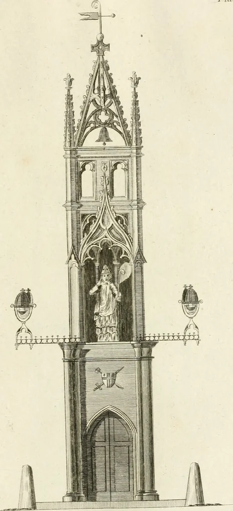 An illustration from The builder's magazine, or, A universal dictionary for architects, carpenters, masons, bricklayers, &c. as well as for every gentleman who would wish to be a competent judge of the elegant and necessary art of building : consisting of designs in architecture ... : together with the plans and sections serving as an unerring assistant in the construction of any building, from a palace to a cottage ..., 1800, leaf 218