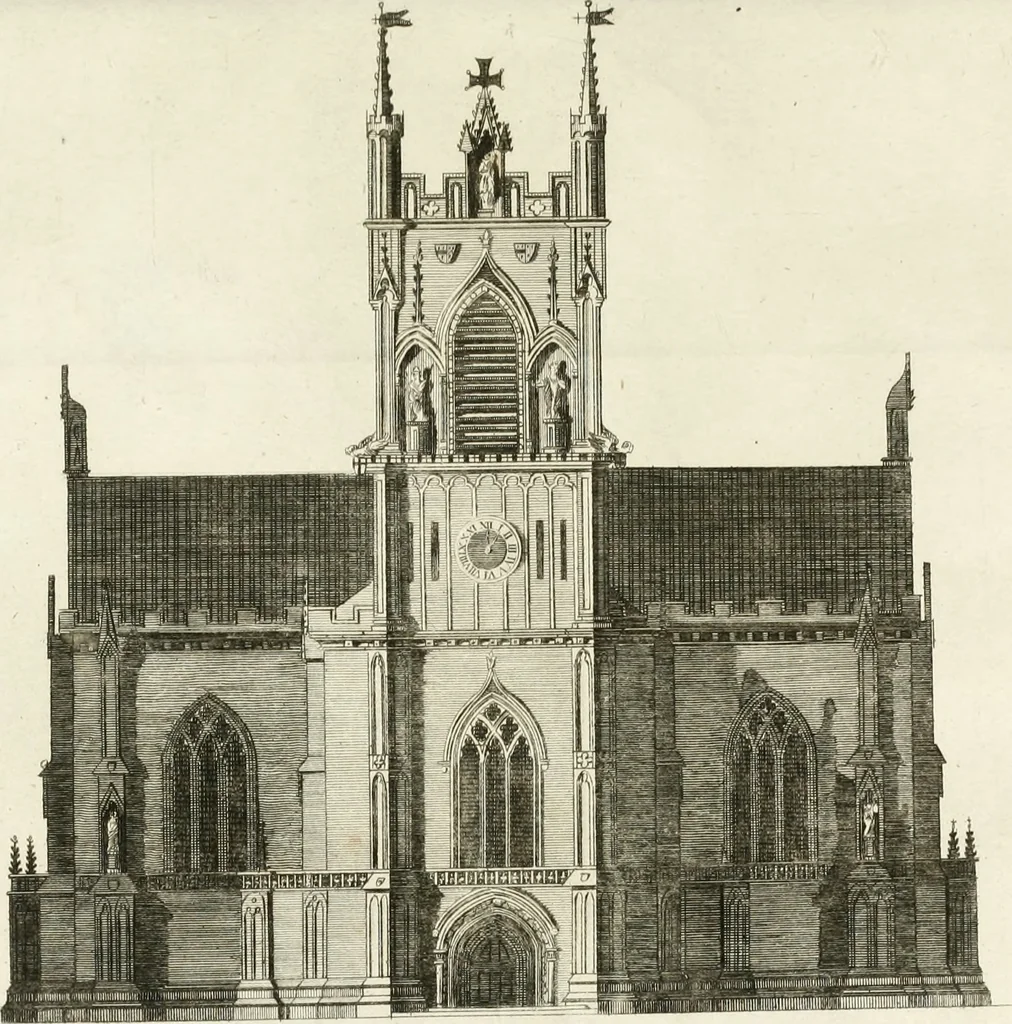 An illustration from The builder's magazine, or, A universal dictionary for architects, carpenters, masons, bricklayers, &c. as well as for every gentleman who would wish to be a competent judge of the elegant and necessary art of building : consisting of designs in architecture ... : together with the plans and sections serving as an unerring assistant in the construction of any building, from a palace to a cottage ..., 1800, leaf 222