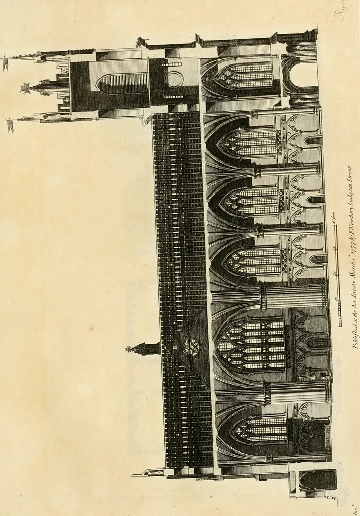 An illustration from The builder's magazine, or, A universal dictionary for architects, carpenters, masons, bricklayers, &c. as well as for every gentleman who would wish to be a competent judge of the elegant and necessary art of building : consisting of designs in architecture ... : together with the plans and sections serving as an unerring assistant in the construction of any building, from a palace to a cottage ..., 1800, leaf 234