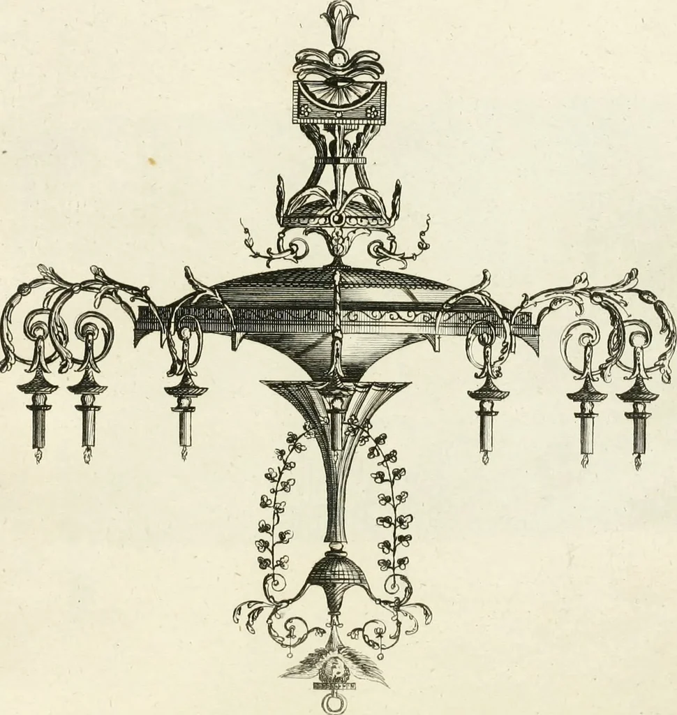 An illustration from The builder's magazine, or, A universal dictionary for architects, carpenters, masons, bricklayers, &c. as well as for every gentleman who would wish to be a competent judge of the elegant and necessary art of building : consisting of designs in architecture ... : together with the plans and sections serving as an unerring assistant in the construction of any building, from a palace to a cottage ..., 1800, leaf 238