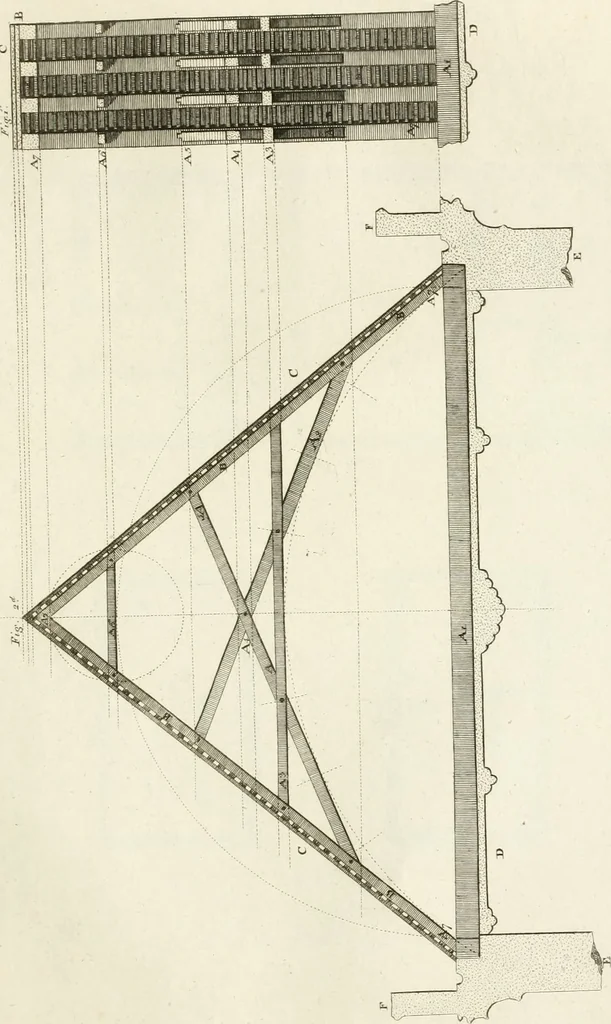 An illustration from The builder's magazine, or, A universal dictionary for architects, carpenters, masons, bricklayers, &c. as well as for every gentleman who would wish to be a competent judge of the elegant and necessary art of building : consisting of designs in architecture ... : together with the plans and sections serving as an unerring assistant in the construction of any building, from a palace to a cottage ..., 1800, leaf 250
