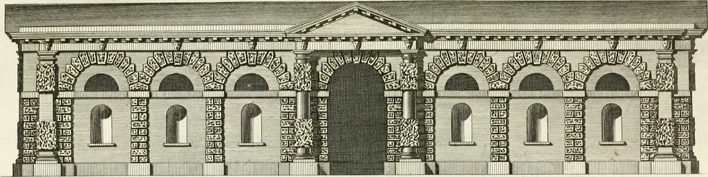 An illustration from The builder's magazine, or, A universal dictionary for architects, carpenters, masons, bricklayers, &c. as well as for every gentleman who would wish to be a competent judge of the elegant and necessary art of building : consisting of designs in architecture ... : together with the plans and sections serving as an unerring assistant in the construction of any building, from a palace to a cottage ..., 1800, leaf 294