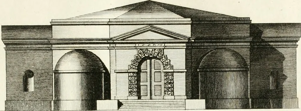 An illustration from The builder's magazine, or, A universal dictionary for architects, carpenters, masons, bricklayers, &c. as well as for every gentleman who would wish to be a competent judge of the elegant and necessary art of building : consisting of designs in architecture ... : together with the plans and sections serving as an unerring assistant in the construction of any building, from a palace to a cottage ..., 1800, leaf 302