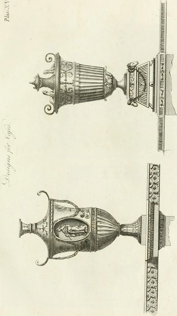 An illustration from The builder's magazine, or, A universal dictionary for architects, carpenters, masons, bricklayers, &c. as well as for every gentleman who would wish to be a competent judge of the elegant and necessary art of building : consisting of designs in architecture ... : together with the plans and sections serving as an unerring assistant in the construction of any building, from a palace to a cottage ..., 1800, leaf 32
