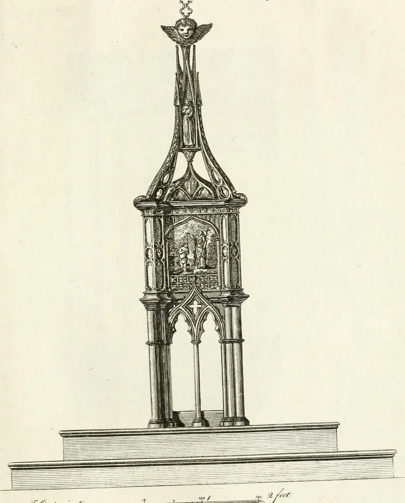 An illustration from The builder's magazine, or, A universal dictionary for architects, carpenters, masons, bricklayers, &c. as well as for every gentleman who would wish to be a competent judge of the elegant and necessary art of building : consisting of designs in architecture ... : together with the plans and sections serving as an unerring assistant in the construction of any building, from a palace to a cottage ..., 1800, leaf 338