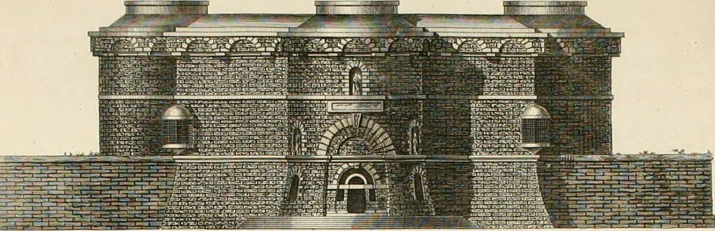 An illustration from The builder's magazine, or, A universal dictionary for architects, carpenters, masons, bricklayers, &c. as well as for every gentleman who would wish to be a competent judge of the elegant and necessary art of building : consisting of designs in architecture ... : together with the plans and sections serving as an unerring assistant in the construction of any building, from a palace to a cottage ..., 1800, leaf 359