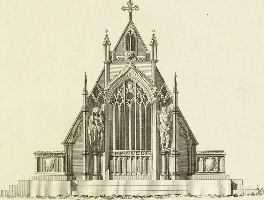 An illustration from The builder's magazine, or, A universal dictionary for architects, carpenters, masons, bricklayers, &c. as well as for every gentleman who would wish to be a competent judge of the elegant and necessary art of building : consisting of designs in architecture ... : together with the plans and sections serving as an unerring assistant in the construction of any building, from a palace to a cottage ..., 1800, leaf 374