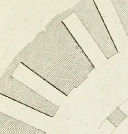 An illustration from The builder's magazine, or, A universal dictionary for architects, carpenters, masons, bricklayers, &c. as well as for every gentleman who would wish to be a competent judge of the elegant and necessary art of building : consisting of designs in architecture ... : together with the plans and sections serving as an unerring assistant in the construction of any building, from a palace to a cottage ..., 1800, leaf 44