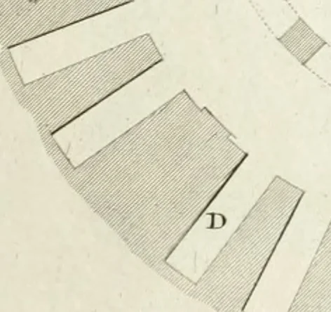 An illustration from The builder's magazine, or, A universal dictionary for architects, carpenters, masons, bricklayers, &c. as well as for every gentleman who would wish to be a competent judge of the elegant and necessary art of building : consisting of designs in architecture ... : together with the plans and sections serving as an unerring assistant in the construction of any building, from a palace to a cottage ..., 1800, leaf 44