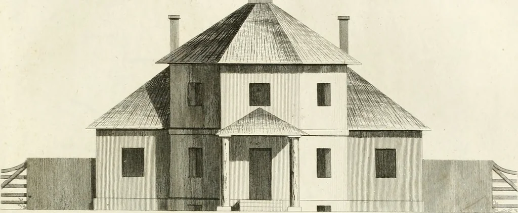 An illustration from The builder's magazine, or, A universal dictionary for architects, carpenters, masons, bricklayers, &c. as well as for every gentleman who would wish to be a competent judge of the elegant and necessary art of building : consisting of designs in architecture ... : together with the plans and sections serving as an unerring assistant in the construction of any building, from a palace to a cottage ..., 1800, leaf 56