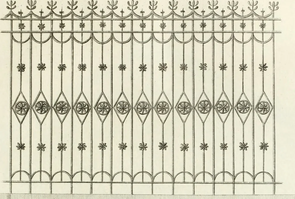 An illustration from The builder's magazine, or, A universal dictionary for architects, carpenters, masons, bricklayers, &c. as well as for every gentleman who would wish to be a competent judge of the elegant and necessary art of building : consisting of designs in architecture ... : together with the plans and sections serving as an unerring assistant in the construction of any building, from a palace to a cottage ..., 1800, leaf 74