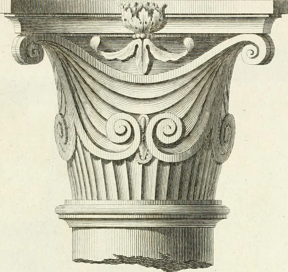 An illustration from The builder's magazine, or, A universal dictionary for architects, carpenters, masons, bricklayers, &c. as well as for every gentleman who would wish to be a competent judge of the elegant and necessary art of building : consisting of designs in architecture ... : together with the plans and sections serving as an unerring assistant in the construction of any building, from a palace to a cottage ..., 1800, leaf 94