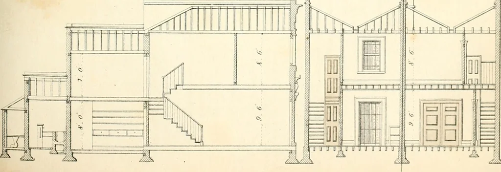 An illustration from The builder's practical director; or, Buildings for all classes, containing plans, sections and elevations for the erection of cottages, villas, farm buildings, dispensaries, public schools, &c., with detailed estimates, quantities, prices, &c. .., 1855, leaf 126