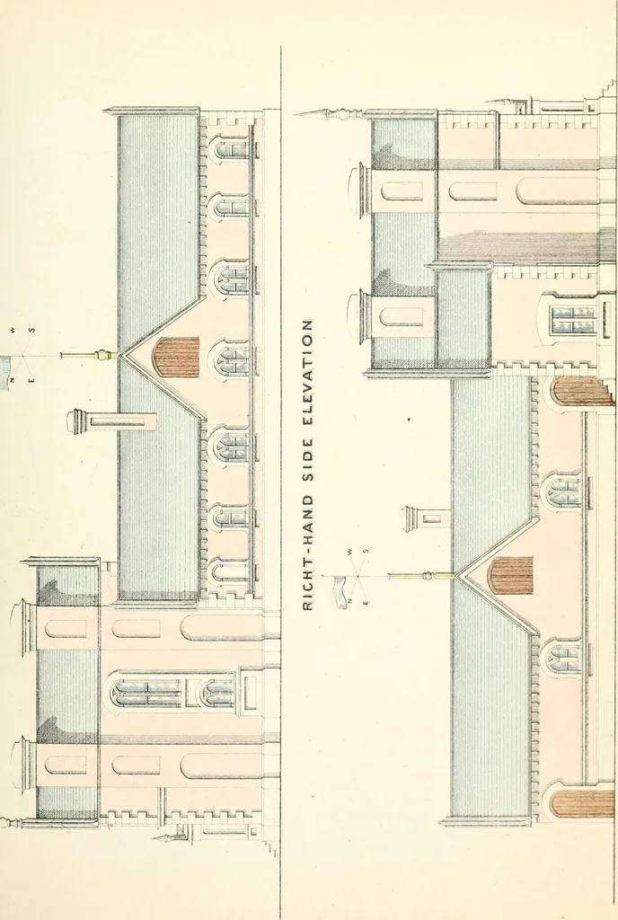 An illustration from The builder's practical director; or, Buildings for all classes, containing plans, sections and elevations for the erection of cottages, villas, farm buildings, dispensaries, public schools, &c., with detailed estimates, quantities, prices, &c. .., 1855, leaf 146