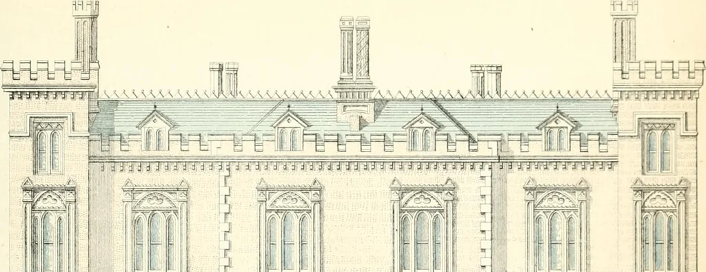 An illustration from The builder's practical director; or, Buildings for all classes, containing plans, sections and elevations for the erection of cottages, villas, farm buildings, dispensaries, public schools, &c., with detailed estimates, quantities, prices, &c. .., 1855, leaf 162