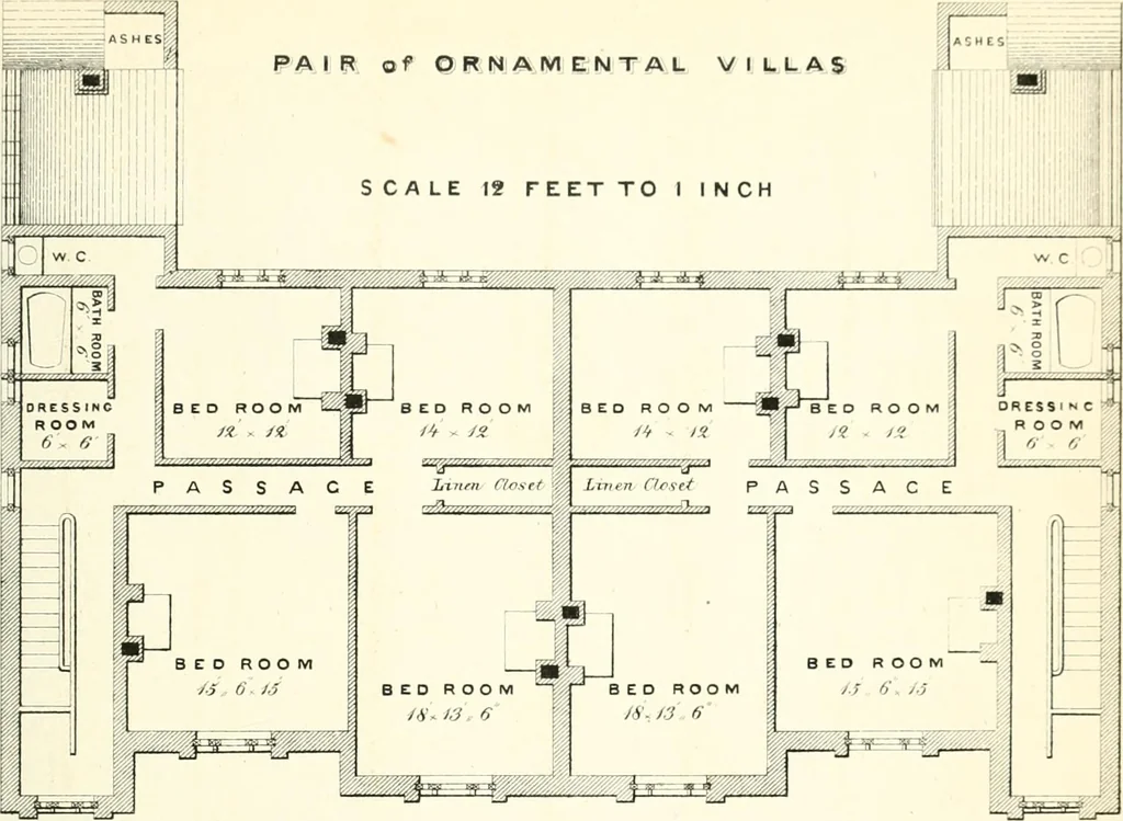 An illustration from The builder's practical director; or, Buildings for all classes, containing plans, sections and elevations for the erection of cottages, villas, farm buildings, dispensaries, public schools, &c., with detailed estimates, quantities, prices, &c. .., 1855, leaf 166