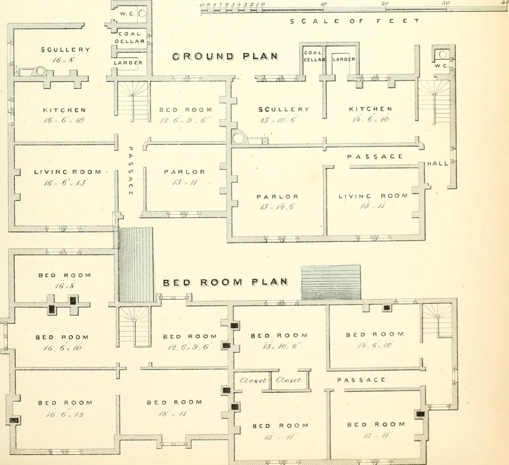 An illustration from The builder's practical director; or, Buildings for all classes, containing plans, sections and elevations for the erection of cottages, villas, farm buildings, dispensaries, public schools, &c., with detailed estimates, quantities, prices, &c. .., 1855, leaf 174