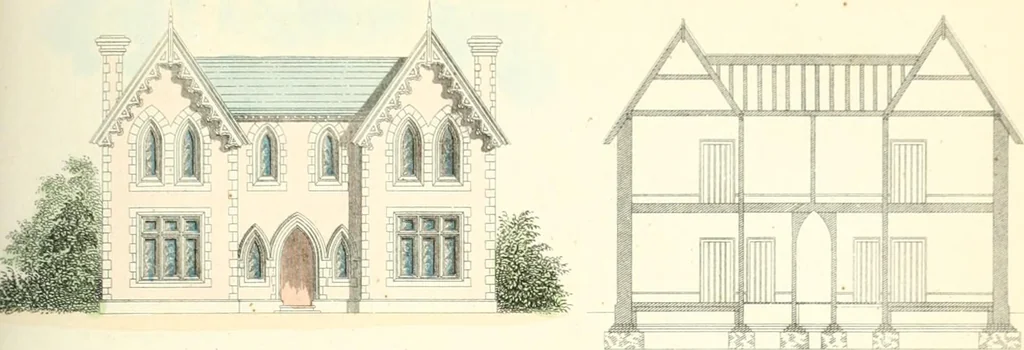 An illustration from The builder's practical director; or, Buildings for all classes, containing plans, sections and elevations for the erection of cottages, villas, farm buildings, dispensaries, public schools, &c., with detailed estimates, quantities, prices, &c. .., 1855, leaf 178