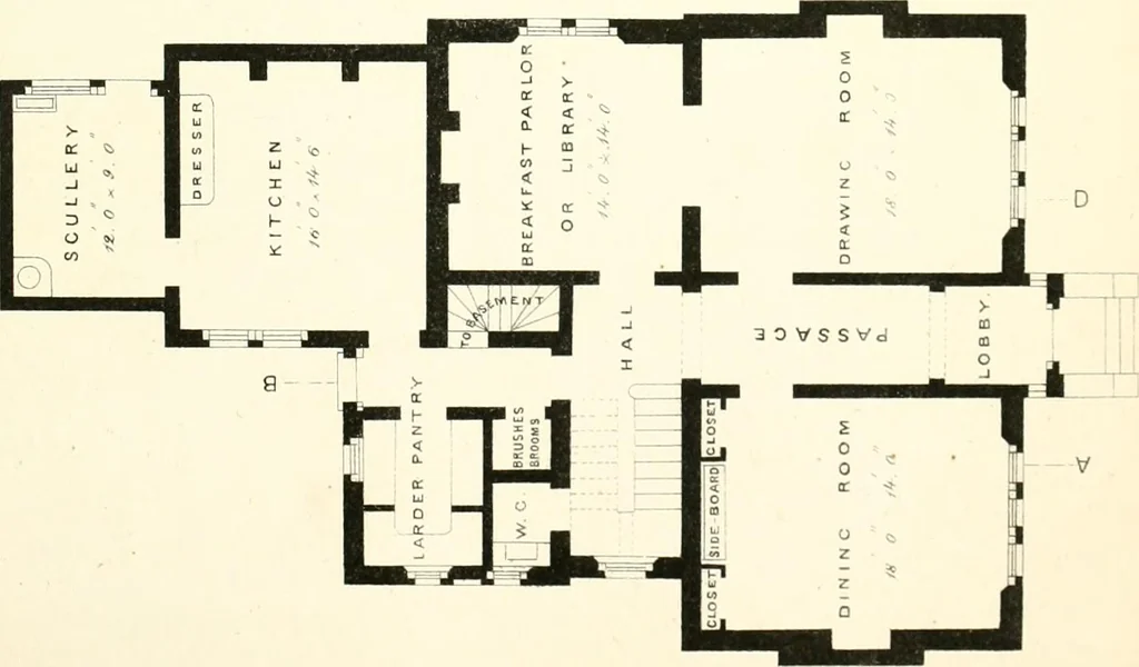 An illustration from The builder's practical director; or, Buildings for all classes, containing plans, sections and elevations for the erection of cottages, villas, farm buildings, dispensaries, public schools, &c., with detailed estimates, quantities, prices, &c. .., 1855, leaf 186