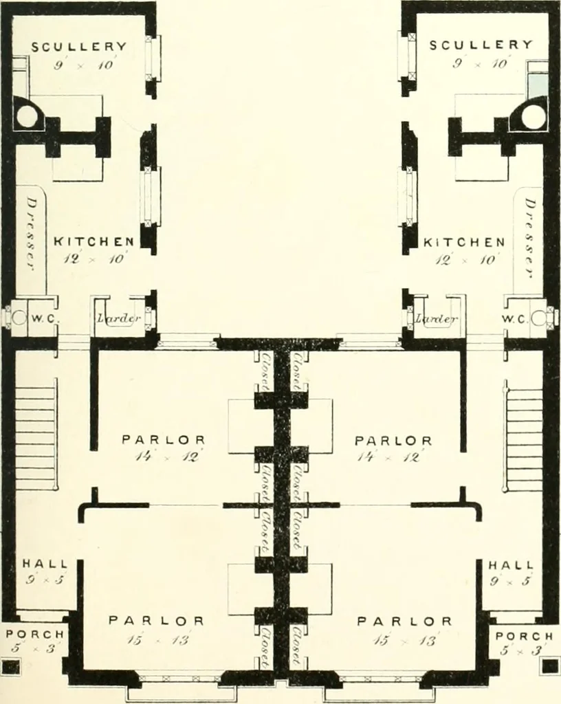 An illustration from The builder's practical director; or, Buildings for all classes, containing plans, sections and elevations for the erection of cottages, villas, farm buildings, dispensaries, public schools, &c., with detailed estimates, quantities, prices, &c. .., 1855, leaf 190