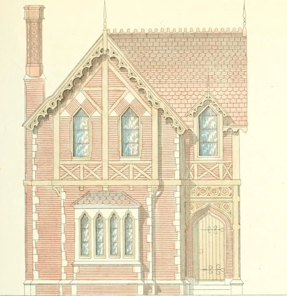An illustration from The builder's practical director; or, Buildings for all classes, containing plans, sections and elevations for the erection of cottages, villas, farm buildings, dispensaries, public schools, &c., with detailed estimates, quantities, prices, &c. .., 1855, leaf 238