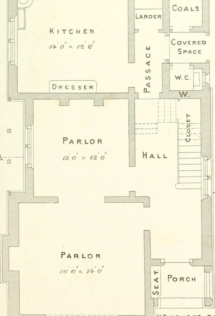 An illustration from The builder's practical director; or, Buildings for all classes, containing plans, sections and elevations for the erection of cottages, villas, farm buildings, dispensaries, public schools, &c., with detailed estimates, quantities, prices, &c. .., 1855, leaf 238