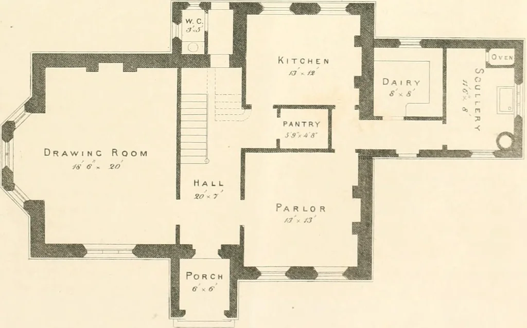 An illustration from The builder's practical director; or, Buildings for all classes, containing plans, sections and elevations for the erection of cottages, villas, farm buildings, dispensaries, public schools, &c., with detailed estimates, quantities, prices, &c. .., 1855, leaf 242