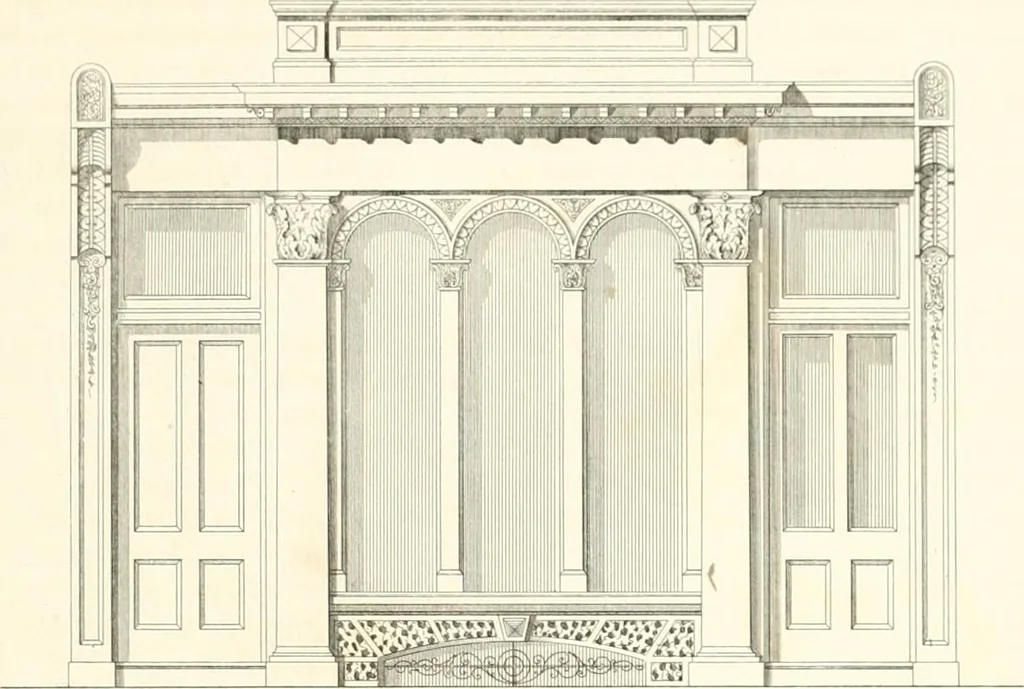 An illustration from The builder's practical director; or, Buildings for all classes, containing plans, sections and elevations for the erection of cottages, villas, farm buildings, dispensaries, public schools, &c., with detailed estimates, quantities, prices, &c. .., 1855, leaf 258
