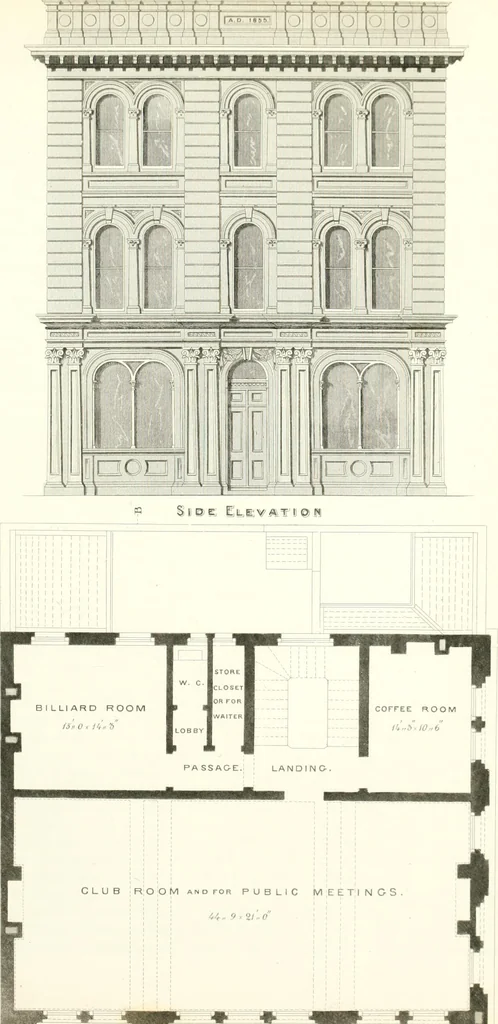 An illustration from The builder's practical director; or, Buildings for all classes, containing plans, sections and elevations for the erection of cottages, villas, farm buildings, dispensaries, public schools, &c., with detailed estimates, quantities, prices, &c. .., 1855, leaf 290
