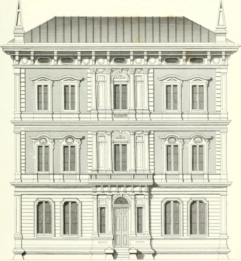 An illustration from The builder's practical director; or, Buildings for all classes, containing plans, sections and elevations for the erection of cottages, villas, farm buildings, dispensaries, public schools, &c., with detailed estimates, quantities, prices, &c. .., 1855, leaf 298